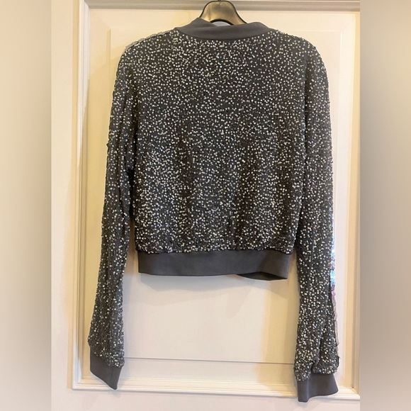 Sparkling Silver Bomber Jacket with Textured Finish - Picture 5 of 6